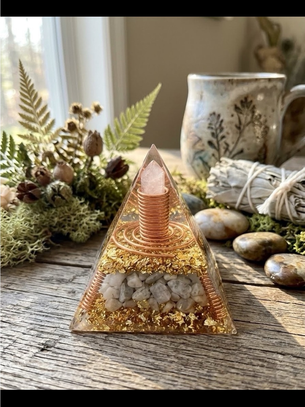 Orgone Copper and Crystal Pyramid